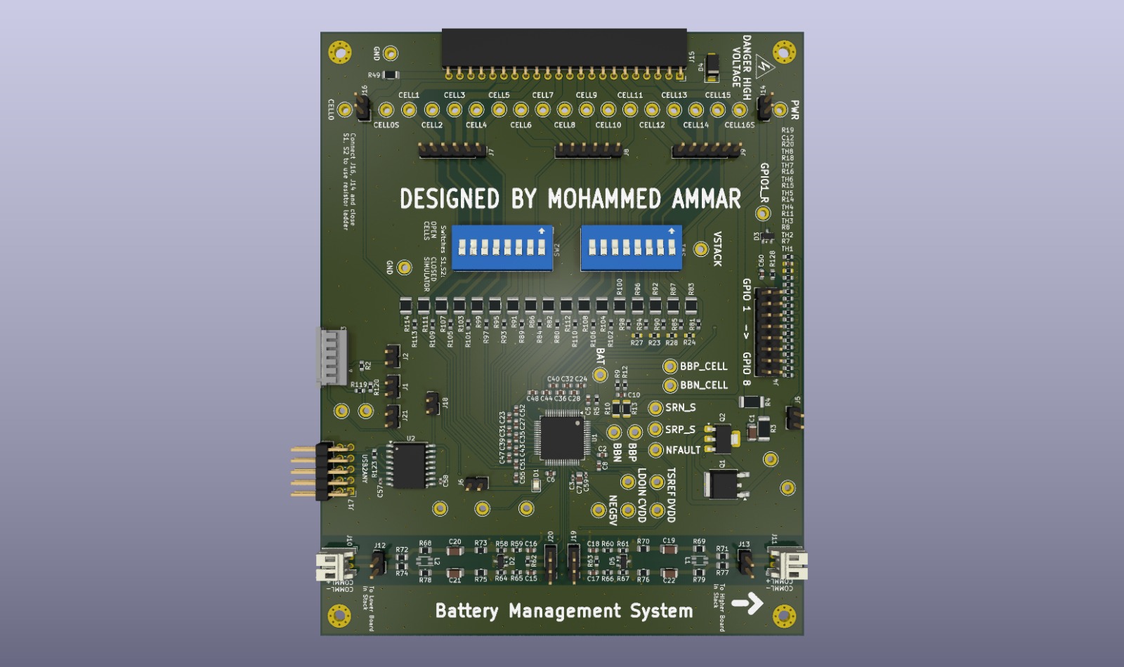 16-Cell Battery Management System PCB Layout