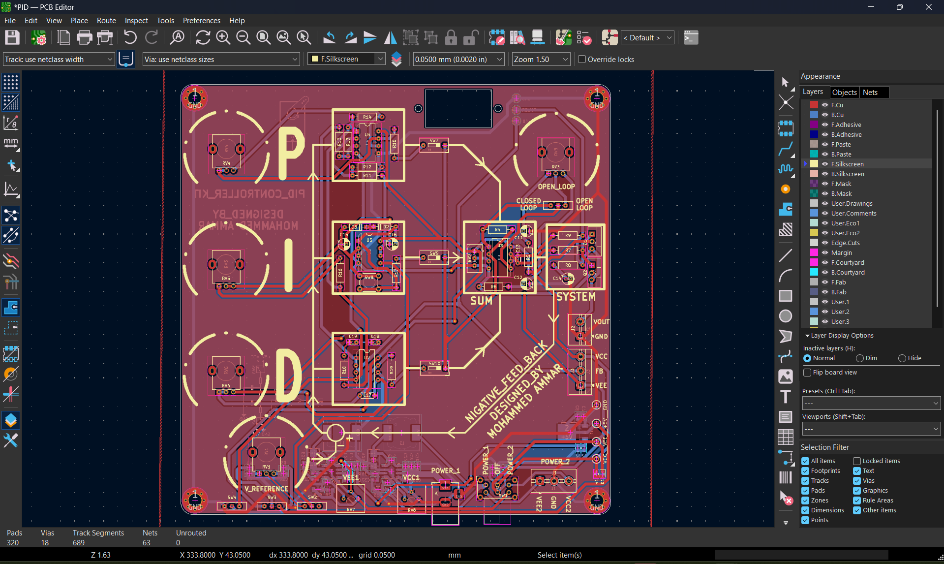 Op-Amp Analog PID Controller PCB Design